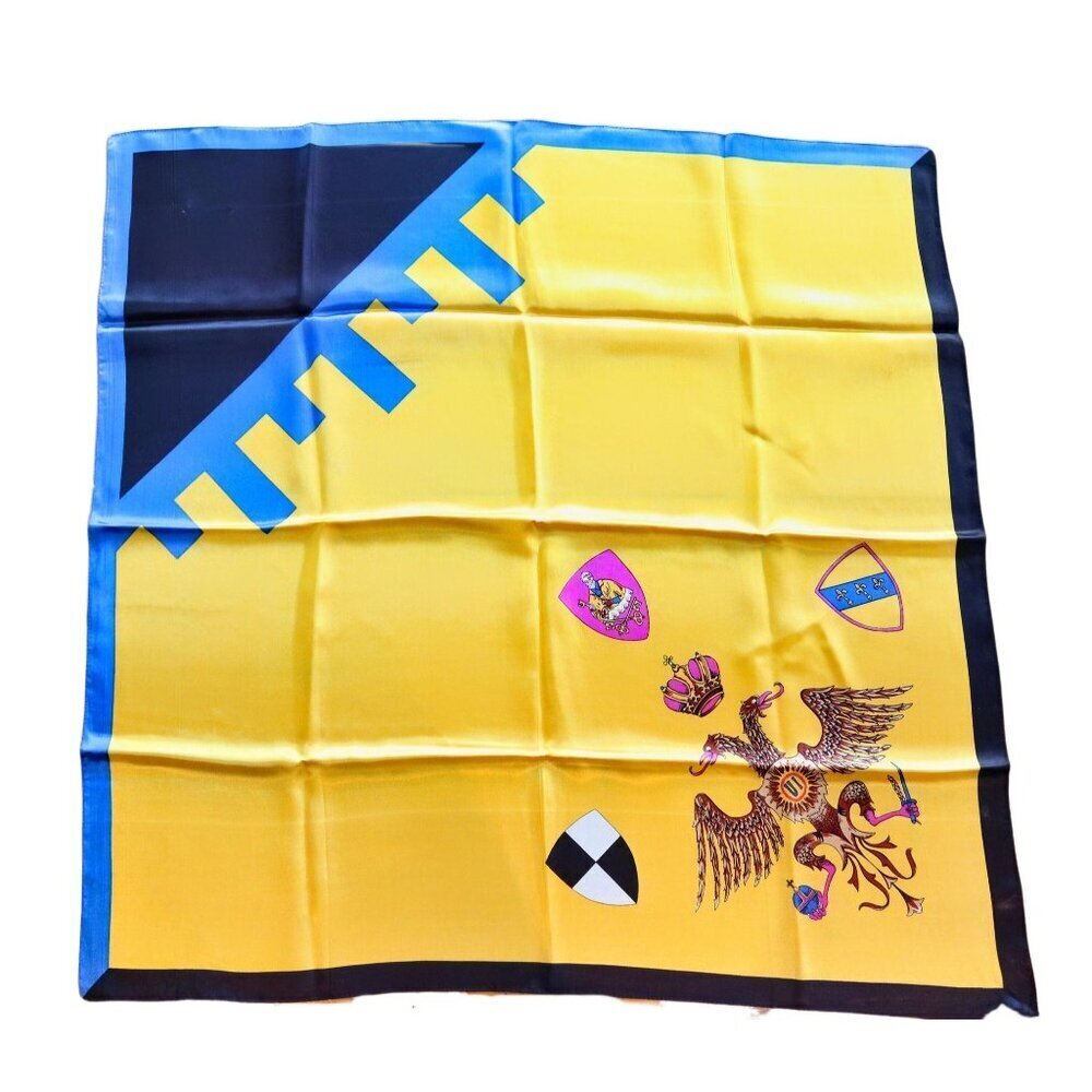 Vintage Scarf Fashion Scarf Yellow Black Blue Italy O3